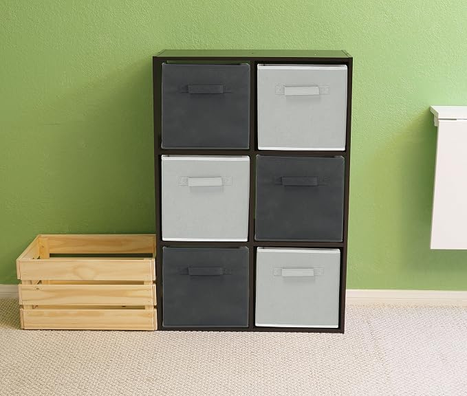 Simple Houseware Foldable Cube Storage Bins, 11-Inch Dark Gray, 6-Pack Fabric Cubes Organizer for Closet or Shelves