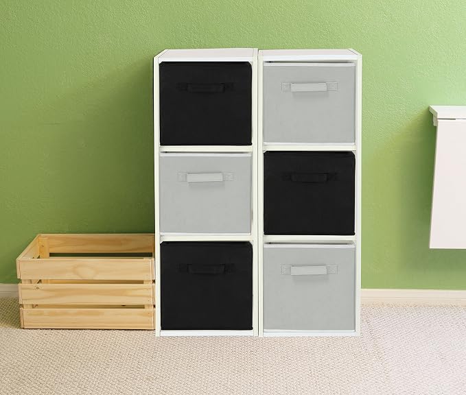 Simple Houseware Foldable Cube Storage Bins, 11-Inch Black, 6-Pack Fabric Cubes Organizer for Closet or Shelves