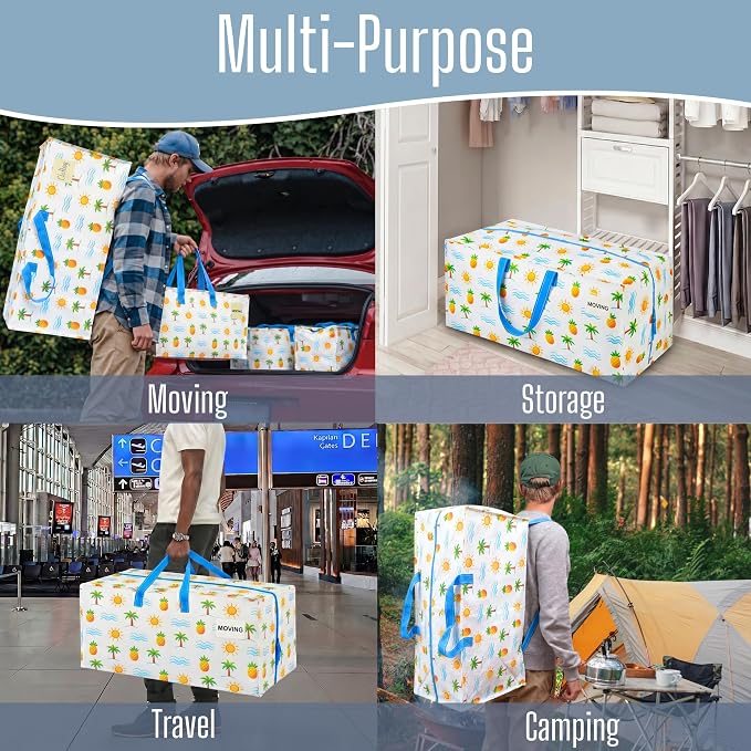 VENO 6 Pack Heavy Duty Moving Bags with Backpack Straps, Zippers & Handles, Extra Large Packing Bags for College Dorm Essentials, Moving Supplies Alternative to Cardboard Moving Boxes