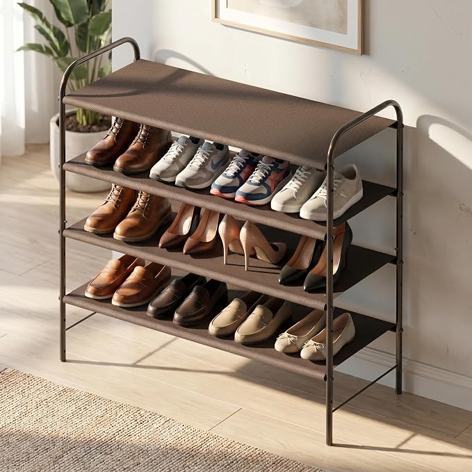 Simple Houseware 4-Tier Shoe Rack Storage Organizer, Bronze