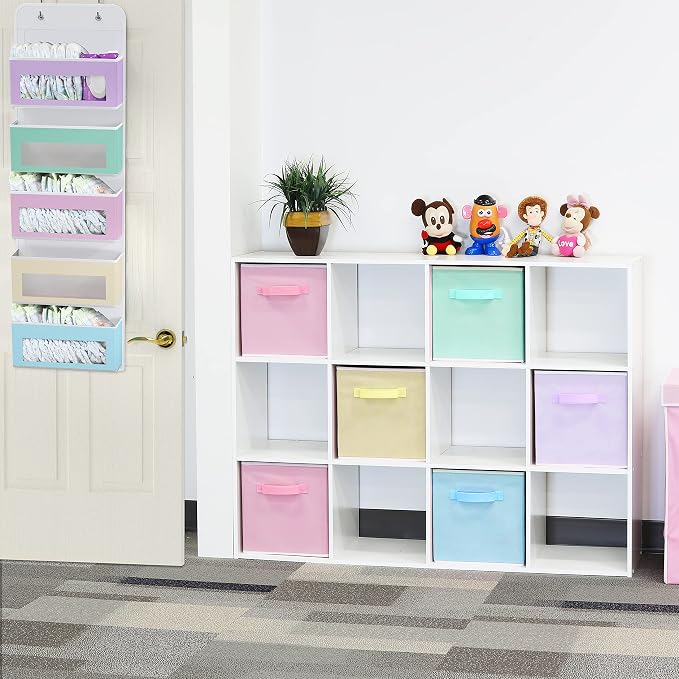 Simple Houseware 5 Clear Window Pocket Over Closet Door Storage Hanging Organizer for Bedroom, Bathroom, Pantry, Colorful