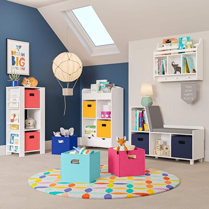RiverRidge Folding Storage Bins with Handles Aqua Cube Storage Organizer for Closet, Bedroom & Playroom - Closet Organizers and Storage Set of 2