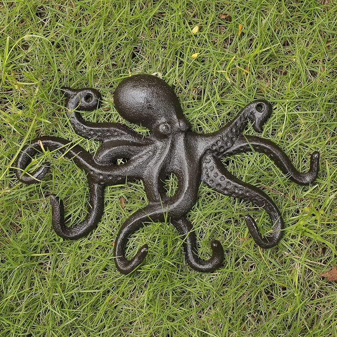 Key Holder for Wall, Octopus Coat Hooks Wall Mounted Towel Hooks, Heavy Duty Key Hooks Decorative with 6 arms