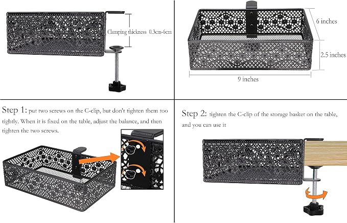 Clip-on Drawer organizers,desk organizer,can be clipped around the table to store small items (black)