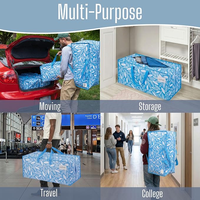 VENO 6 Pack Heavy Duty Moving Bags with Backpack Straps, Zippers & Handles, Extra Large Packing Bags for College Dorm Essentials, Moving Supplies Alternative to Cardboard Moving Boxes