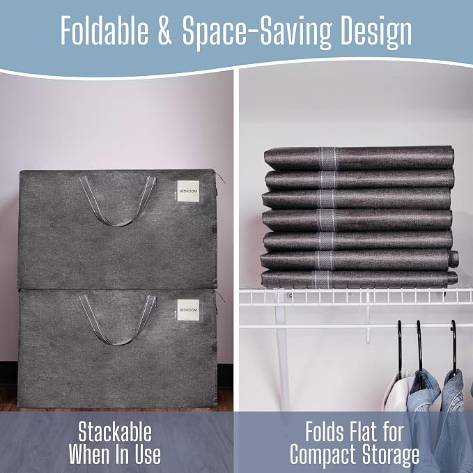 VENO 8 Pack Extra Large Heavy Duty Moving Bags with Wide Opening & Reinforced Handles, Reusable Storage Tote Bags with Strong Zippers for Clothes, College Dorm Essentials & Moving Supplies