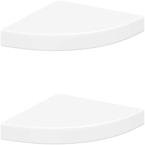 vidaXL 2 Pcs Modern Style Wall Corner Shelves, Floating Corner Shelf, Display Shelf, White MDF