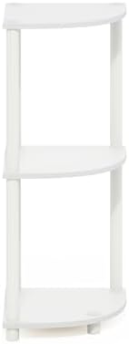 Furinno Turn-N-Tube Toolless Assembly 3-Tier Corner Shelf, Corner Book Shelf, Open Shelves Bookshelf, for Organization a
