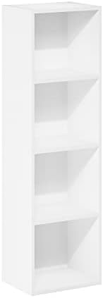 Furinno PASIR Book Shelf, 4-Tier Bookcase, Modern Standing Bookshelf, Open Storage Shelf, 9 x 12 x 42 Inches, for Home O