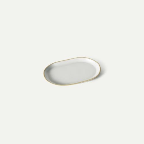 Mora Ceramic Decorative Tray - 9.4in Dish for Jewelry, Perfume, Makeup, Accessories, Candle, in the Bathroom Vanity, Bed
