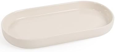 INGOFIN 7" Ceramic Bathroom Vanity Tray - Bathroom Organizer Countertop Tray for Perfume, Jewelry, Candles, Small Kitche