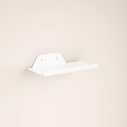 Floating Shelf for Wall, Off Center Metal Shelf for Decor, Modern Wall Shelf for Storage with Lip, Hanging Shelf for Liv