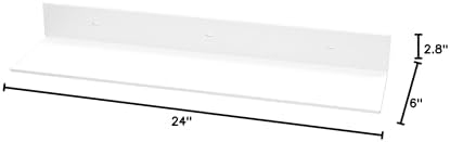 Sezanrpt 24 Inches Acrylic Wall Shelves 2 Pack, Floating Shelf for Wall Mounting, Acrylic Display Ledges for Funko Pop Figures, Home Décor, Living Room, Gaming Room, Plants(24 inch, White)