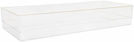 Martha Stewart Kerry Plastic Stackable Office Desk Drawer Organizers, 9" x 3", 8 Pack, with Gold Trim