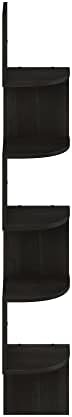 Furinno Rossi 5-Tier Black Floating Corner Shelf for Wall, Corner Zigzag Shelf Wall Mounted, Radial Wall Mount Shelves, 