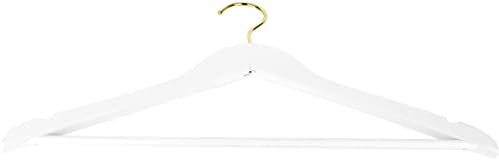 Andaz Press Bridal Hangers, Premium White Wooden Hangers for Wedding Dress, Bridesmaid Dresses, & Clothes, Heavy Duty Hanger with 360° Gold Swivel Hook and Smoothly Cut Notches, 10 Pack