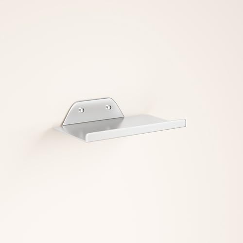 Floating Shelf for Wall, Off Center Metal Shelf for Decor, Modern Wall Shelf for Storage with Lip, Hanging Shelf for Liv