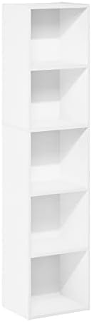Furinno PASIR Book Shelf, 5-Tier Modern Bookshelf, Open Shelves Bookcase, 9 x 12 x 52, for Living Room, Bedroom, Home Of
