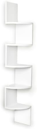 Danya B. XF11035W Large Decorative 5-Tier Corner Floating Wall Mount Display Shelving Unit - White