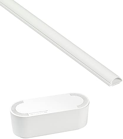 D-Line Cable Management Box (Small) & Small Cable Raceway Length 0.78" (W) x 0.39" (H) x 39" Length - White