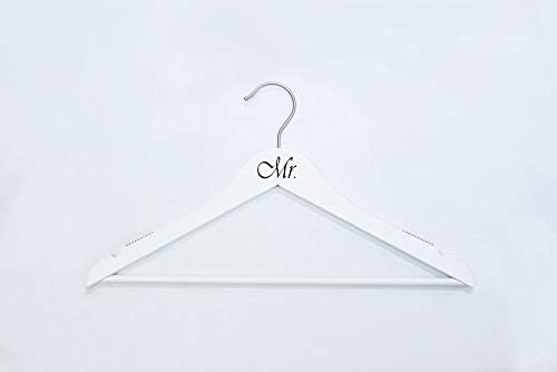 NAHANCO MRMR20117WB Same Sex, Gay Pride Hanger Set, White Wood Hangers with Black Imprint (Mr. and Mr.), 17” (2-Piece Se