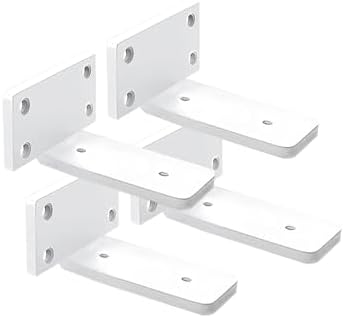 4 Pack Shelf Brackets White 4 Inch Floating Shelf Bracket 1/5 inch Thick Heavy Duty Hidden Shelf Brackets Iron Metal Bra