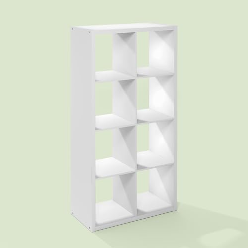 Bayan 8 Cube Storage Organizer, Bookshelf, Storage Shelf, with Open Back for Living Room, Bedroom, Home Office, White