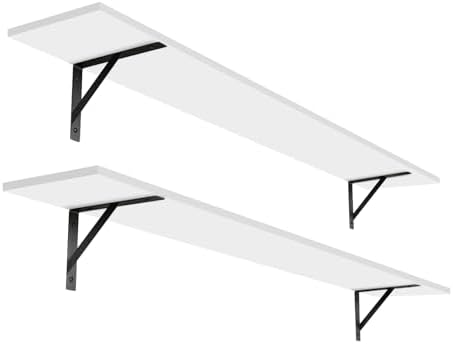 DINZI LVJ Long Wall Shelves, 55.1Inch Wooden Floating Shelves with Brackets