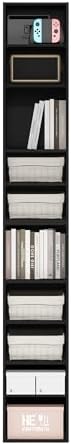 Furinno PASIR Book Shelf, 10-Tier Bookshelf, Bookcase with Open Shelf, 9.2 x 11.8 x 78.7, for Living Room, Bedroom, Home