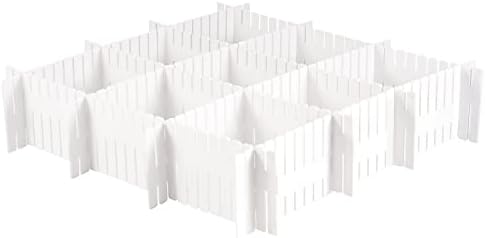 MUKCHAP 72-Piece DIY Grid Drawer Organizer - 12.6 Inch Adjustable Drawer Dividers for Sock, Underwear, Scarf - 36 White, 36 Pink