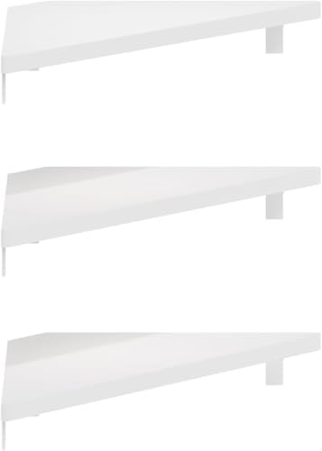 Furinno Rossi Triangle Corner Floating Shelves, Wall Mount Display Shelf, White, Set of 3 (Pack of 2)
