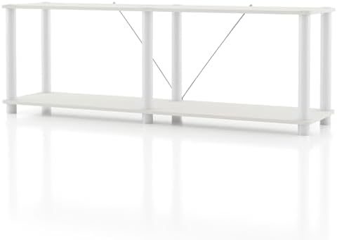 Homes: Inside + Out Apexa Modern 2-Tier Extra Wide Shelving Units, Collectibles Display Shelves, Easy Assembly Low Shelf
