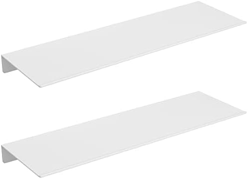 Danpoo 16 inch White Metal Floating Shelves for Wall Organizer & Storage, Display Shelves for Bathroom, Living Room, Kit