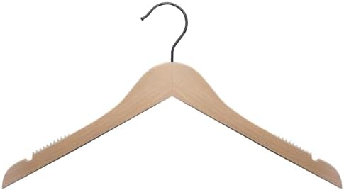NAHANCO Wooden Shirt Hanger, 17" - Ashwood w/Gunmetal Hook (Pack of 25)