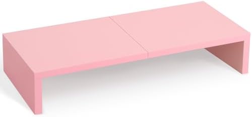 TEAMIX Pink Monitor Riser-20L inch, Wood Monitor Stand for Desk, Sturdy TV/Screen/PC/Printer/Laptop Riser,Computer Shelf
