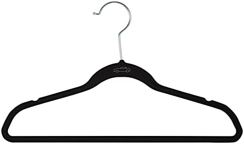 Simplify 100 Pack Kids Velvet Hangers | Slim | Non-Slip Design | Space Saving | Childrens Clothes | Shirts | Pants | Dresses | Baby Nursery | Closet Storage & Organization | Black
