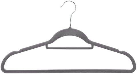 Amazon Basics Space Saving Heavy Duty Non-Slip Velvet Suit Hangers with Horizontal Tie Bar, Sturdy for Clothes Organization and Storage, Dark Gray, 50-Pack