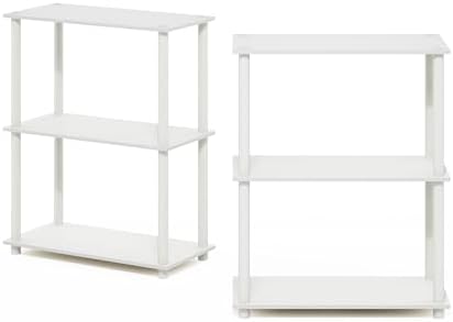 Furinno Turn-N-Tube Storage Shelves Set of 2, 3-Tier Book Shelf, Corner Shelf, Toolless Open Shelves, for Organization a