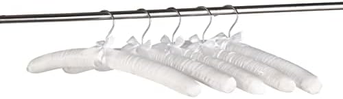 Pure White Satin Padded Sweater Hangers 10 Pack, Blouse Hanger with Thick & Soft Foam for Bridal Wedding Dress Lingerie,