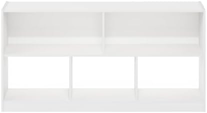 Furinno DALY Book Shelf, 5-Cube Bookshelf, Horizontal Cube Storage Organizer Bookcase, 10.9 x 47.2 x 23.6, for Living Ro
