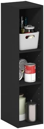 Furinno Fulda Book Shelf, 3-Tier Narrow Storage Cabinet, Bookcase with 8-in Width Storage Shelf, 9.3 x 7.9 x 31.5, for L