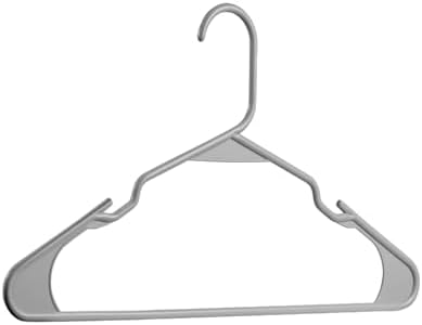 Plastic Hangers - 20 Pack, Durable Space Saving Hangers for Everyday Use and Dorm Room Essentials - Grey