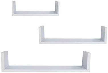 EWEI'S HomeWares 3 Floating U Shelves - White