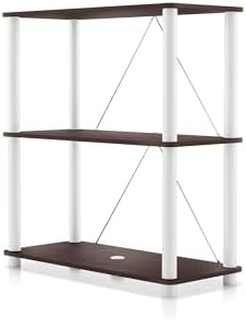 Homes: Inside + Out Apexa Modern 3-Tier Wide Shelving Units, Collectibles Display Shelves, Easy Assembly Standing Shelf,
