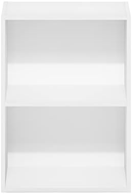Furinno LUDER 2-Tier Book Shelf, Open Shelves Bookshelf, White