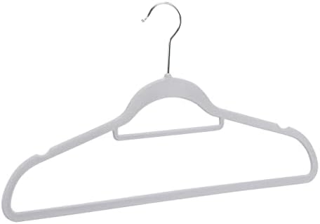Amazon Basics Space Saving Heavy Duty Non-Slip Velvet Suit Hangers with Horizontal Tie Bar, Sturdy for Clothes Organization and Storage, Dark Gray, 50-Pack