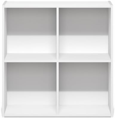 Furinno LUDER Book Shelf, 4-Cube Bookshelf, Bookcase, White