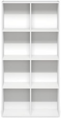 Furinno LUDER Book Shelf, 8-Cube Bookshelf, Bookcase, White
