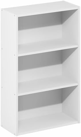 Furinno Basic Book Shelf, 3-Tier Bookshelf, Cube Storage Organizer Bookcase with Open Shelf, 7 x 17 x 26, for Living Roo
