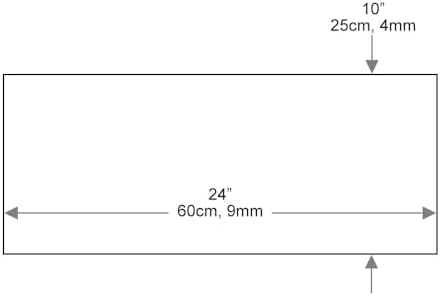Dulles Glass 10" x 24" Rectangle Floating Glass Shelf - Shelf Only - Tempered - 3/8" Thick - Flat Polished Glass